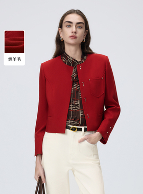 【MONEY HONG】朗姿圆领优雅简约气质通勤短外套女2026年春季新款