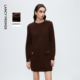 新款 朗姿羊毛直筒H型微弹连衣裙时尚 百搭气质通勤风2025冬季 短裙