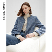 朗姿法式 女 新款 复古小香风高智短款 正肩设计感外套上衣2025春季