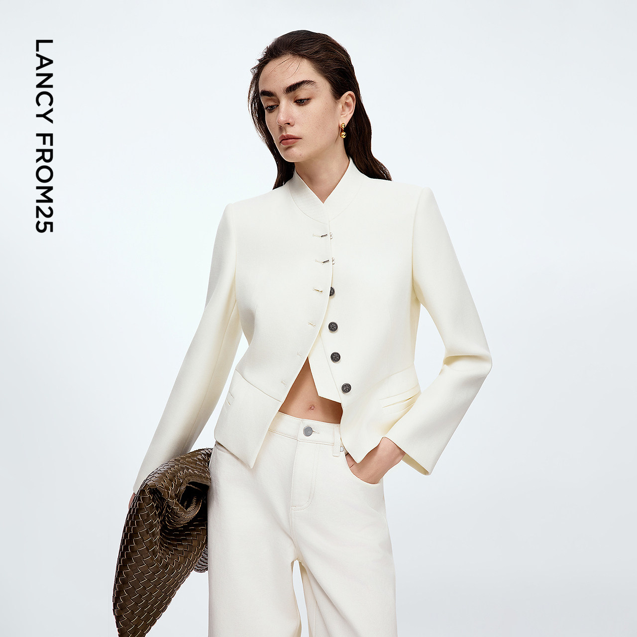 朗姿羊毛修身立领骑士风短外套修身高级感气质外衣2025年秋季新款,女装/女士精品,短外套,淘宝优惠券,粉丝福利购,淘宝优惠卷