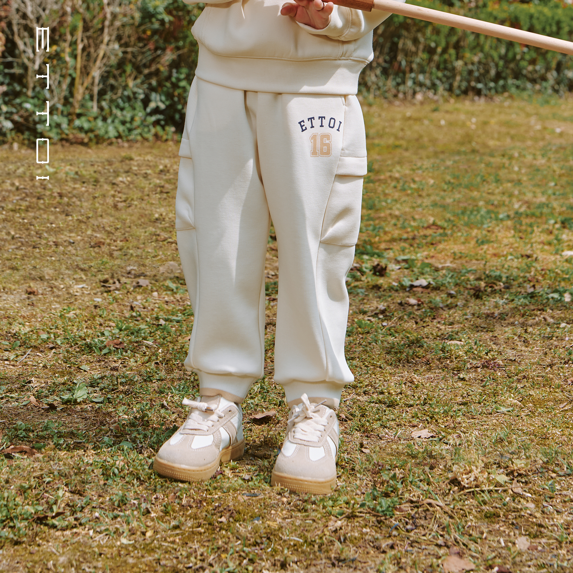 ETTOI爱多娃2025年秋季新款束脚大口袋裤子儿童宽松工装休闲长裤