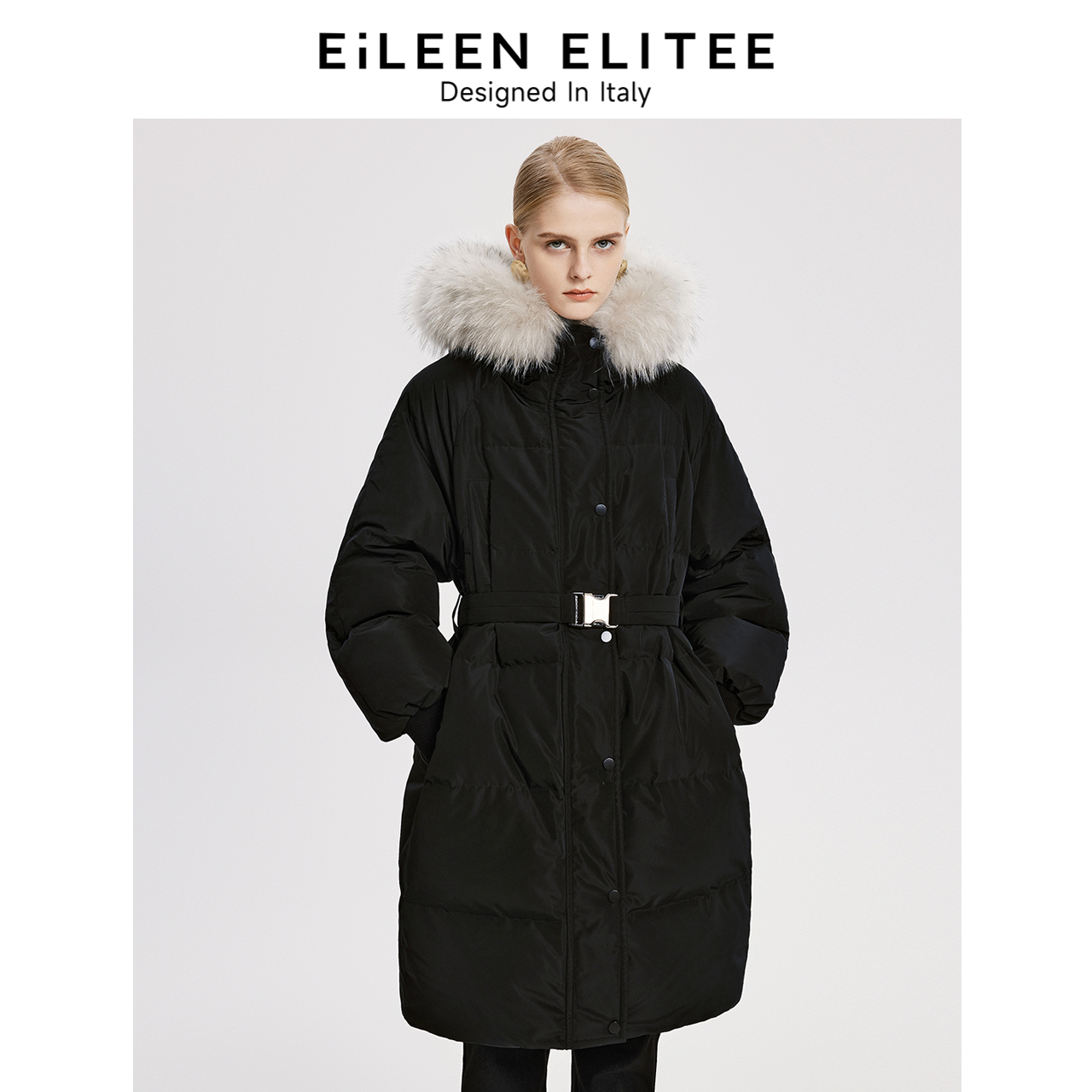 朗姿意大利设计时尚中长款羽绒服