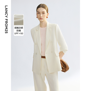 西裤 外套西服 商务通勤套装 夏季 朗姿25通勤风六分袖 新款 白色西装