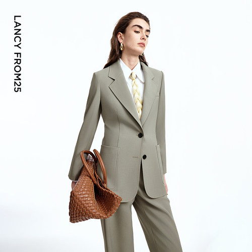 朗姿通勤H型平驳领西装外套/西裤典雅商务高级感2025年秋季新款