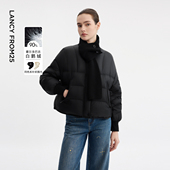 新款 朗姿短款 无领简约羽绒服外套女面包服保暖高级感2025年冬季