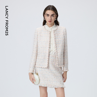 气质2026年春季 朗姿钉珠重工小香风短外套法式 新款 艺术家联名