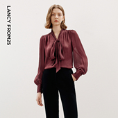 气质衬衫 飘带领设计感衬衣上衣2024秋新款 朗姿Basic衣橱 法式