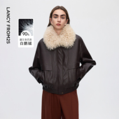 金靖同款 朗姿霍尔多巴吉白鹅绒羊毛毛领羽绒服百搭2025年新款