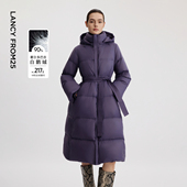 朗姿霍尔多巴吉白鹅绒收腰羽绒服冬季 外套大衣 廓形中长款 新款 修身