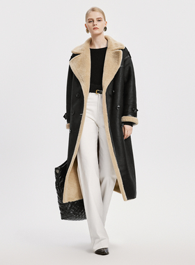 朗姿欧洲EiLEEN ELITEE高级感气质女大衣设计感冬新款仿皮草外套