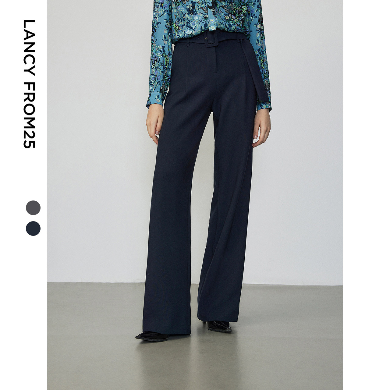 朗姿新款气质高腰显瘦通勤职业阔腿西装裤冬季直筒工作长裤西裤女