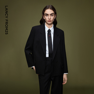 新款 朗姿平驳领宽松廓形复古气质西装 宽松廓形西服2025年冬季