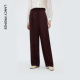 新款 朗姿高级感宽松阔腿酒红色醋酸直筒西装 2025年秋季 女休闲裤 裤