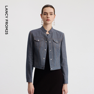 新款 外套简约高级感商务通勤风上衣2026年春季 立领短款 朗姿25时尚