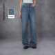 艺术家联名 朗姿贴钻复古水洗阔腿裤 休闲牛仔裤 2025年冬季 新款