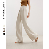 朗姿高级感直筒阔腿裤 新款 子2024夏季 长裤 子气质正装 职业西装 裤