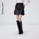 半身裙 新款 朗姿25气质高级感复古仿皮裙时尚 a字高腰显瘦女裙冬季