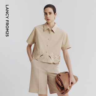 设计感通勤衬衫 新款 女 上衣2025年夏季 朗姿气质高级感刺绣衬衣法式
