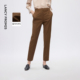 新款 朗姿100羊毛棕色复古雅致压褶西装 女2025年冬季 女西裤 裤