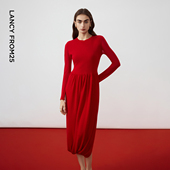 张钧甯同款 MONEY HONG 朗姿圆领气质针织连衣裙26年春季 新款