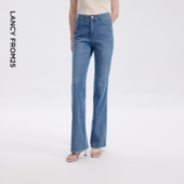 时尚 新款 百搭修身 2026年夏季 通勤设计感气质长裤 朗姿25微喇牛仔裤