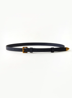 朗姿牛皮金属扣藏蓝色质感腰带2026年夏季新款