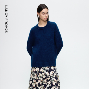 气质舒适通勤风毛衣女 朗姿羊毛圆领宽松廓形毛针织衫 从绒系列