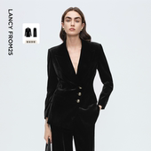 新款 子通勤高级感西服2025年冬季 裤 朗姿丝绒复古优雅老钱风西装