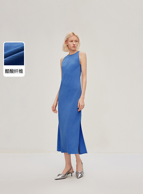 朗姿欧洲EiLEEN ELITEE醋酸法式长裙2024夏季新款连衣裙女背心裙