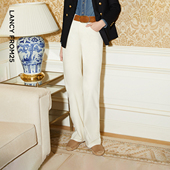 高智衣橱 朗姿棉质直筒阔腿牛仔裤 高腰气质裤 子2025年冬季 新款