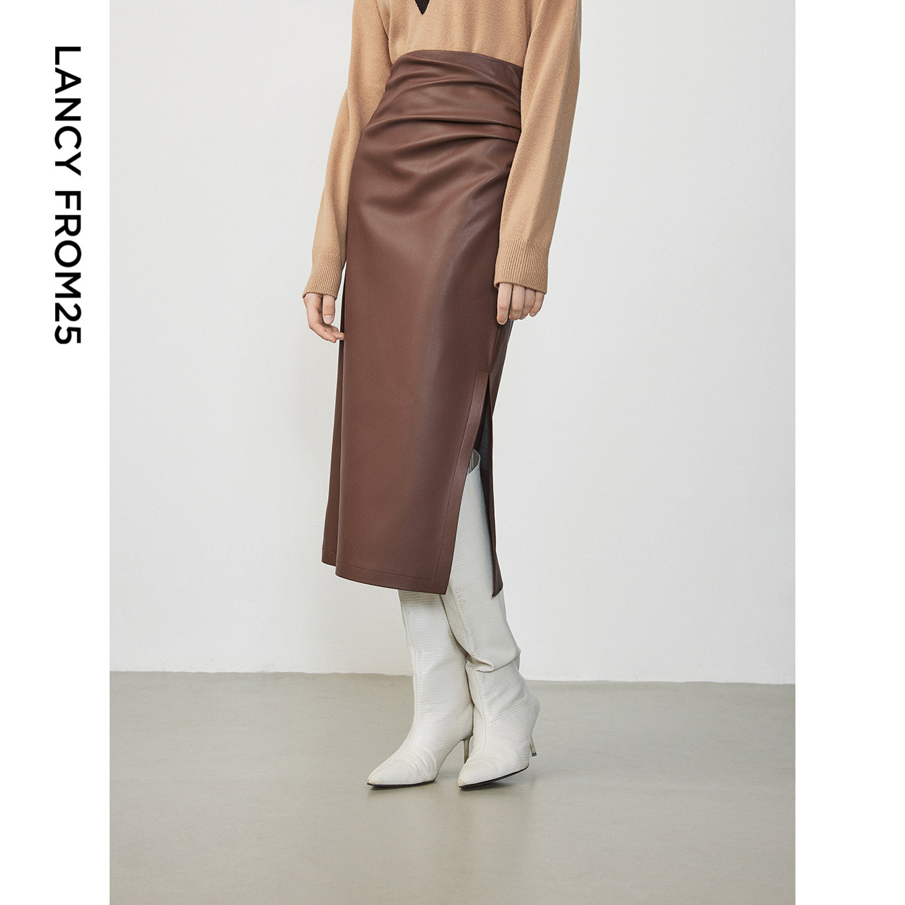 朗姿半裙新款高腰直筒气质显瘦中长款通勤休闲高级半身裙2024年冬