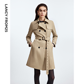 朗姿中长款 百搭外套 新款 修身 显瘦气质高级感休闲风衣大衣通勤冬季