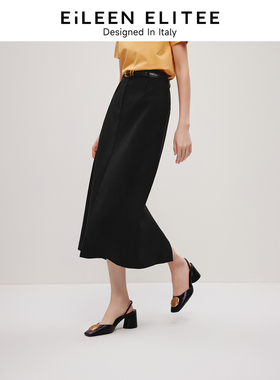 朗姿欧洲EiLEEN ELITEE直筒高腰显瘦裙子女2024年夏季新款半身裙