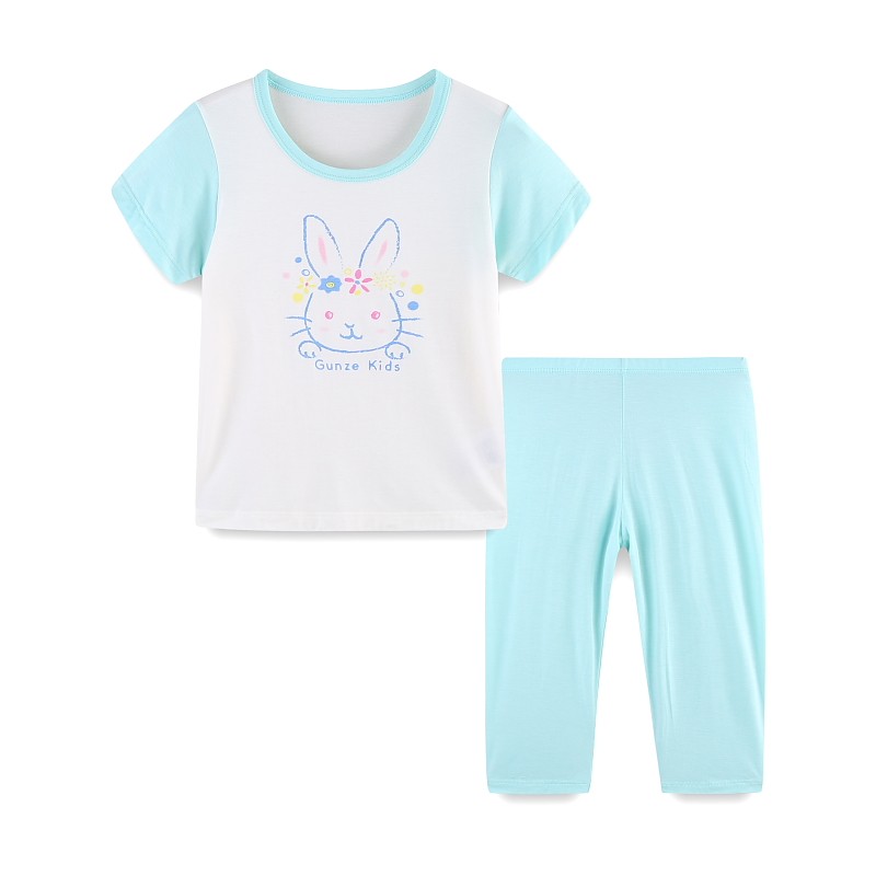 2023日本郡是GUNZE儿童内衣牛奶纤维女中大童短袖九分裤家居睡衣