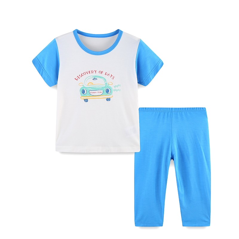 2023春秋日本郡是GUNZE儿童内衣牛奶纤维男中大童短袖九分裤家居