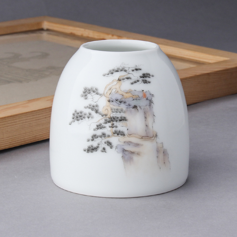 手绘景德镇陶瓷山水摆件