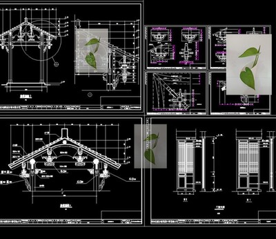 寺庙宗庙祠堂山门大门前殿三铺作双翘单昴斗拱木结构古建筑CAD图