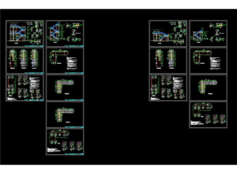 两层/三层室外钢爬梯2套钢结构楼梯钢梯消防梯护拦扶手CAD施工图