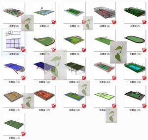 体育运动场地su足球场乒乓球台羽毛球篮球场网球场草图大师su模型