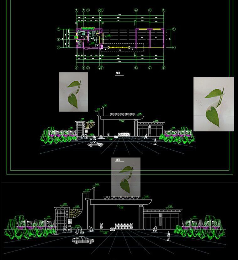 学校校园出入口大门cad设计图 大学门口设计cad平立面设计素材