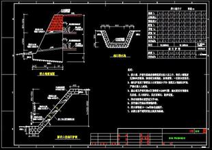 园林景观护坡排水沟挡土墙设计CAD施工图大样节点详图