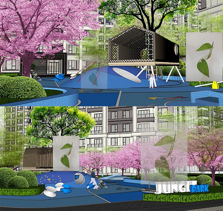 新亚洲新中式现代居住区小区庭院园林景观sketchup草图大师su模型