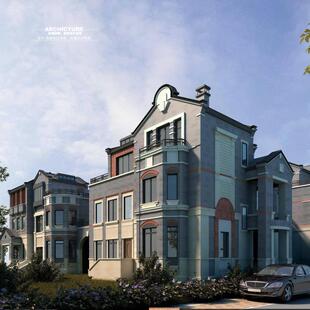 民国风老上海石库门建筑风格独栋别墅CAD施工图草图大师SU模型