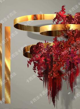 K-01金色红色婚礼花艺素材金色亮片红金婚礼素材婚礼效果图