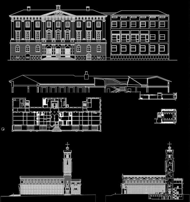 国外异形建筑物别墅住宅螺旋大厦cad图纸平立面图