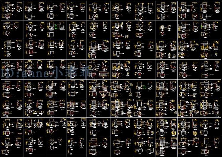 现代家装工装家具休闲座椅转椅老板凳经理椅大班椅cad图库三视图