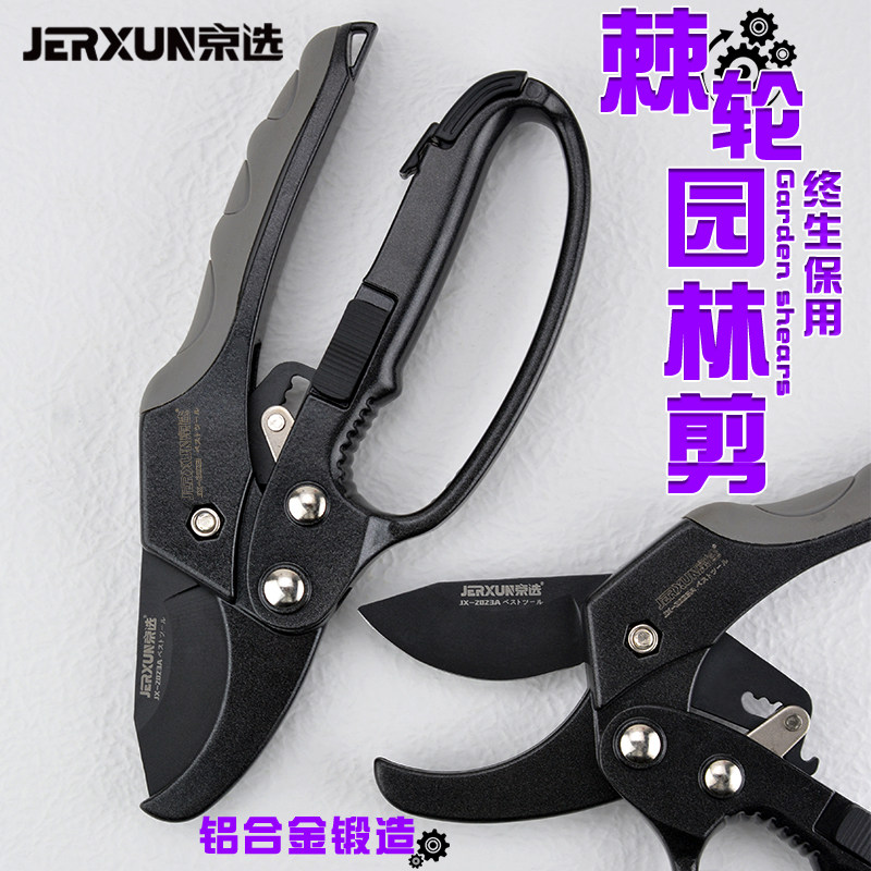 京选棘轮修枝剪花剪园林园艺大剪刀省力粗枝剪果树木花枝摘果剪子图片