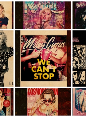 麦莉•赛勒斯  Miley Cyrus复古牛皮纸海报壁纸欧美音乐歌手墙贴