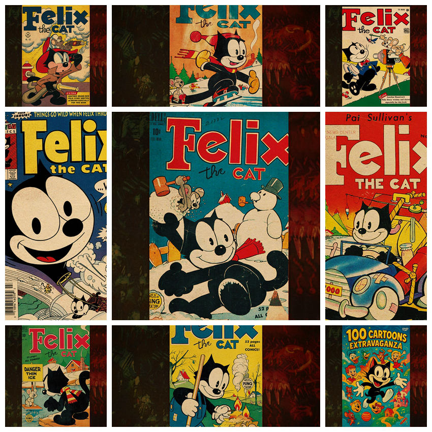 菲力克斯猫复古牛皮纸装饰画