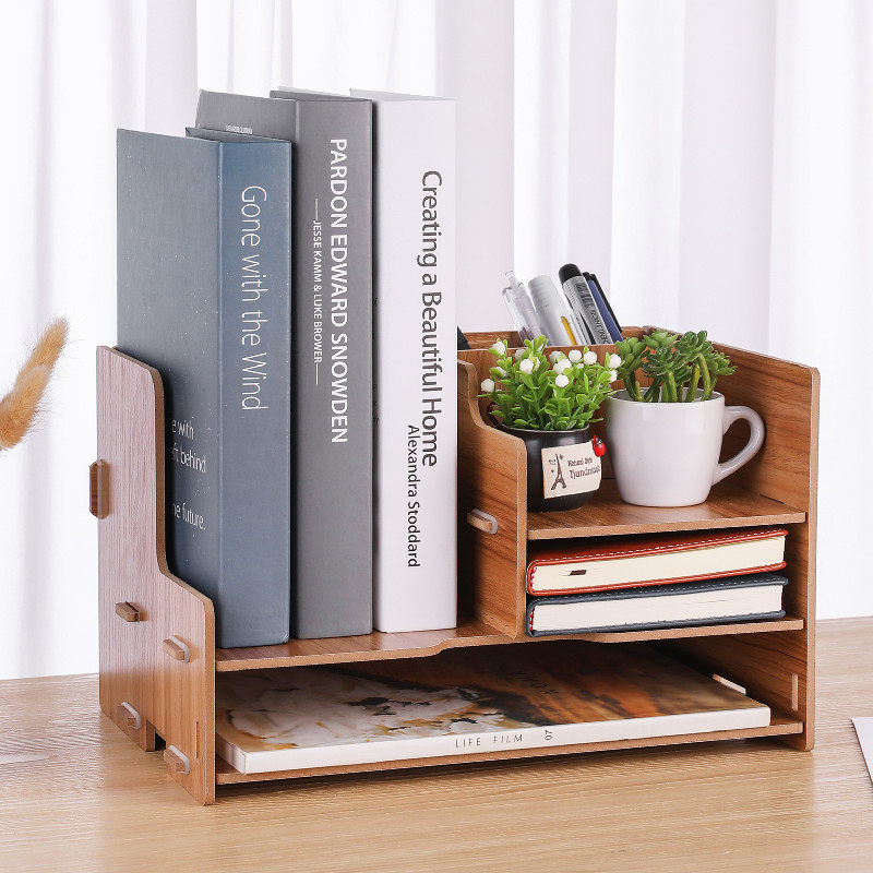 办公书桌收纳置物架整理资料分类立书放a4纸书房桌面多层加厚书架